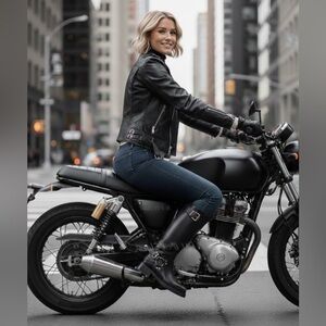 Michael Kors Crosby Moto Boots Black Leather Biker Boots Size 9.5 M NWT